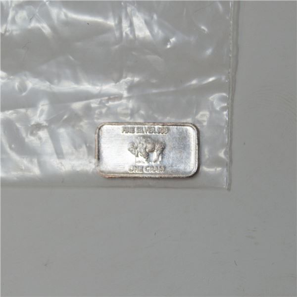 1 GRAM FINE SILVER BUFFALO BULLION BAR