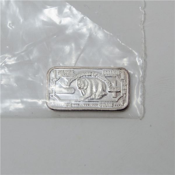 1 GRAM FINE SILVER BUFFALO BULLION BAR