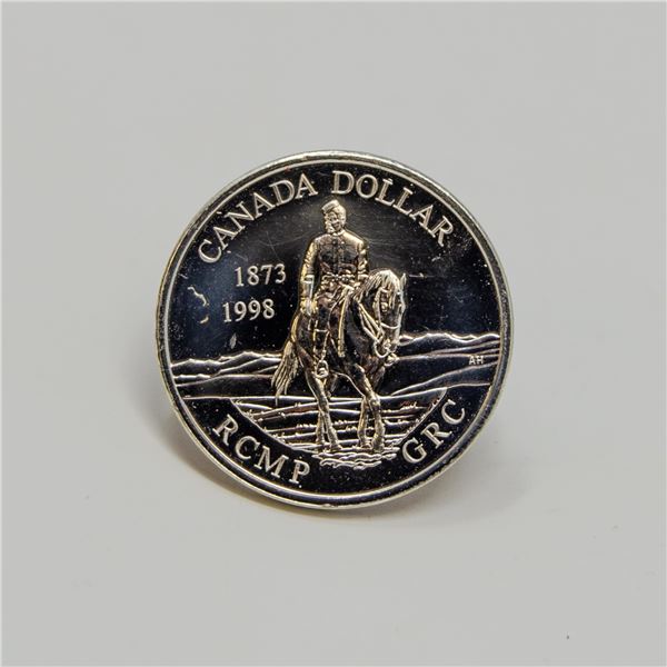 1873-1998 STERLING SILVER RCMP MINI $1 PIN, 2.60g
