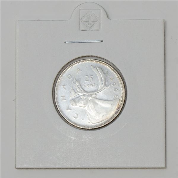 1968 SILVER CANADA 25 CENTS COIN, BU
