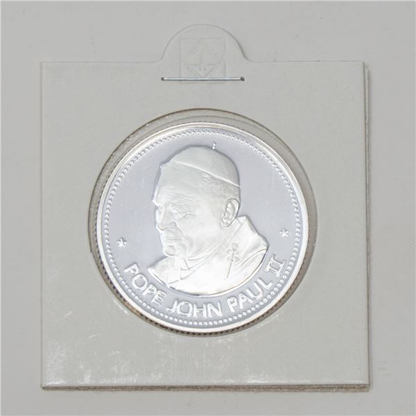 FINE SILVER POPE JOHN PAUL II VISIT MEDAL, 17.18g
