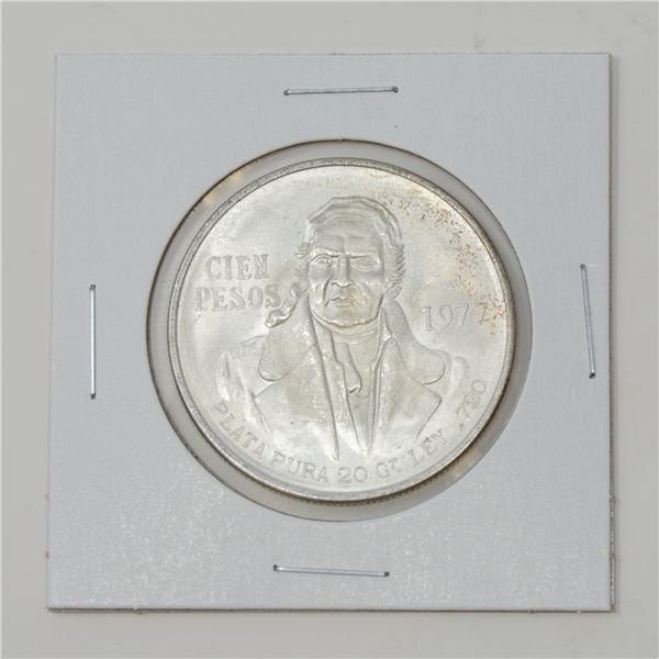 1977 SILVER MEXICO 100 PESOS BULLION COIN, 27.70g