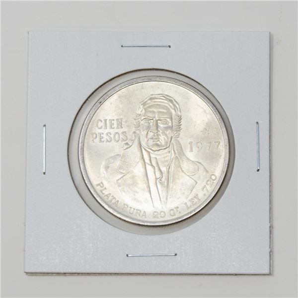 1977 SILVER MEXICO 100 PESOS BULLION COIN, 27.70g