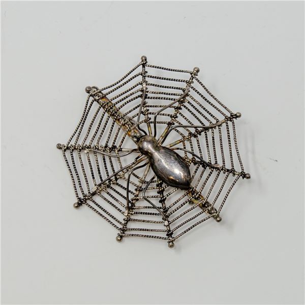 VINTAGE STERLING SILVER STAMPED SPIDER BROACH