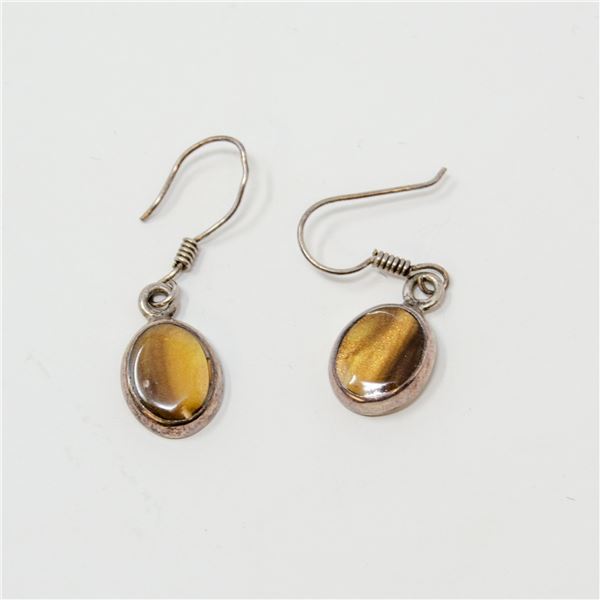 .925 SILVER  STAMPED GEMSTONE EARRINGS, 1.21g