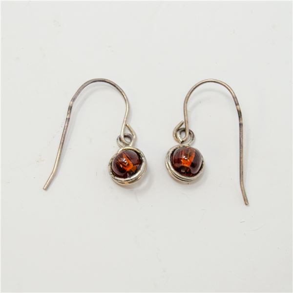 .925 SILVER  STAMPED GEMSTONE EARRINGS, 1.25g