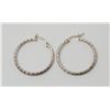 Image 1 : .925 SILVER  STAMPED HOOP EARRINGS, 1.66g