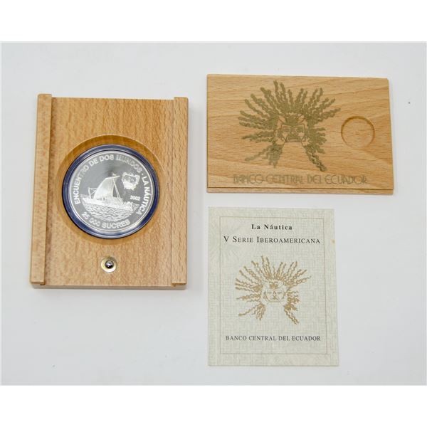 2002 SILVER ECUADOR 25,000 SUCRES 27g PROOF COIN
