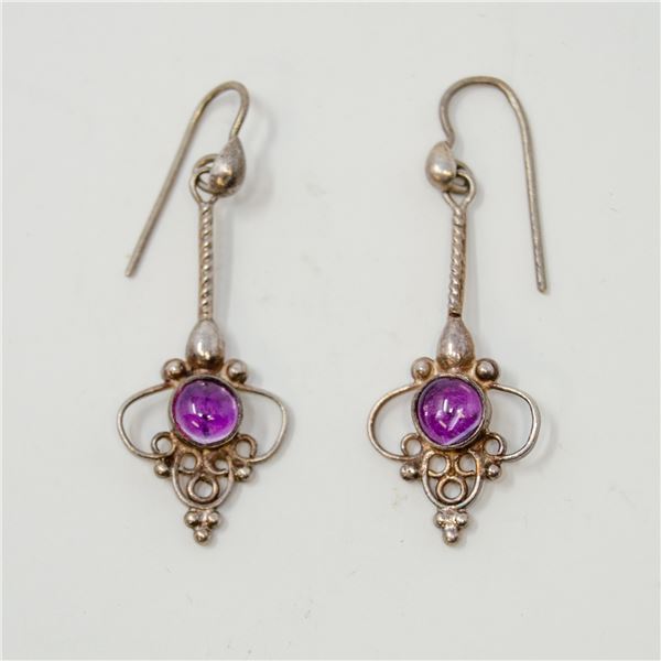 .925 SILVER  STAMPED GEMSTONE EARRINGS, 3.30g