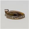 Image 2 : VINTAGE .925 SILVER STAMPED TIGER EYE PENDANT,