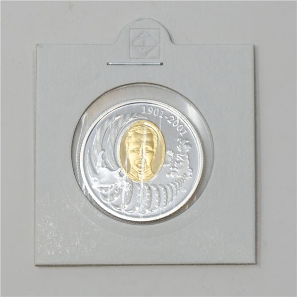 2001 SILVER GOLD PLATE CANADA $5 PROOF COIN,