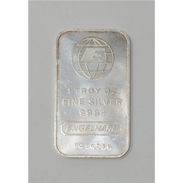SCARCE FINE 1oz SILVER ENGELHARD CANADA BAR