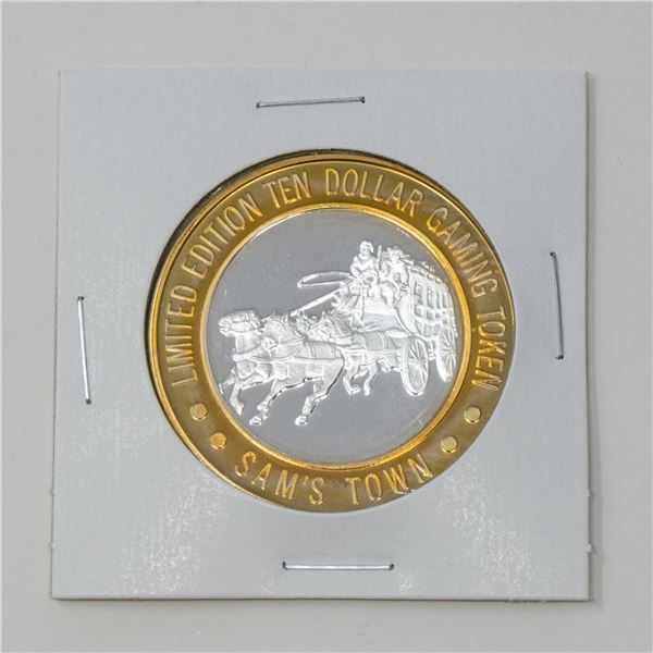1993 SAM TOWN FINE SILVER $10 CASINO TOKEN, 36.56g