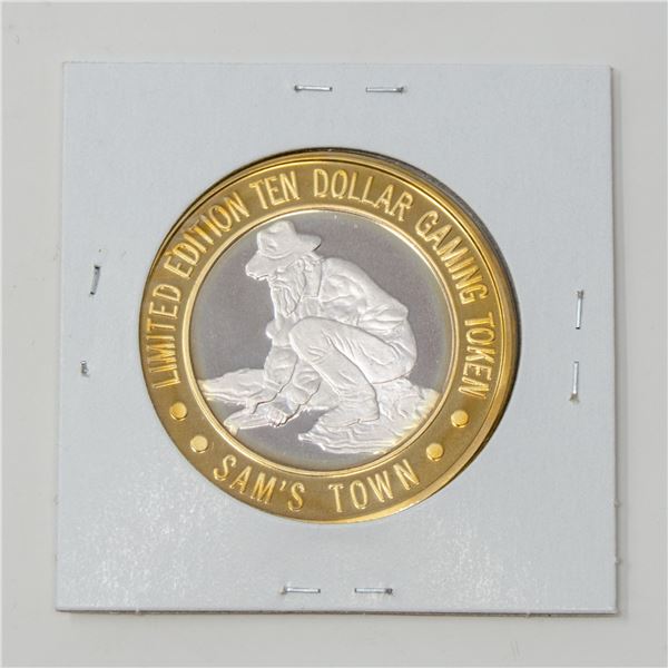 1993 SAM TOWN FINE SILVER $10 CASINO TOKEN, 36.56g