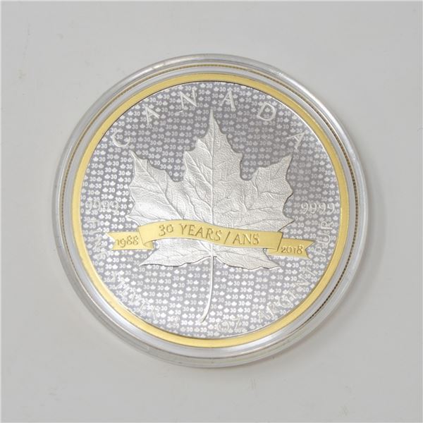 2018 CANADA 2oz SILVER GOLD PLATED MAPLE LEAF
