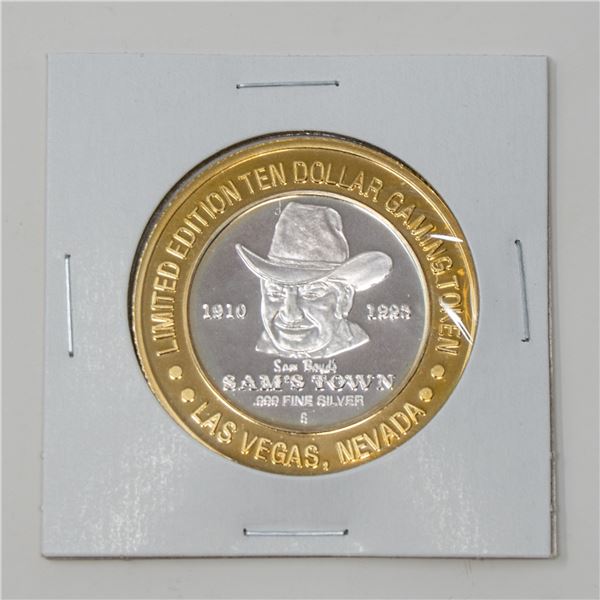 1993 SAM TOWN FINE SILVER $10 CASINO TOKEN, 36.56g