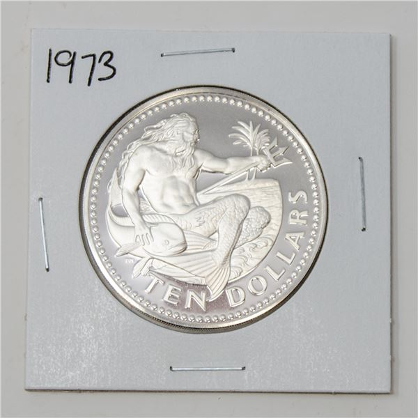 1973 .900 SILVER BARBADOS 38.63gr $10 PROOF COIN