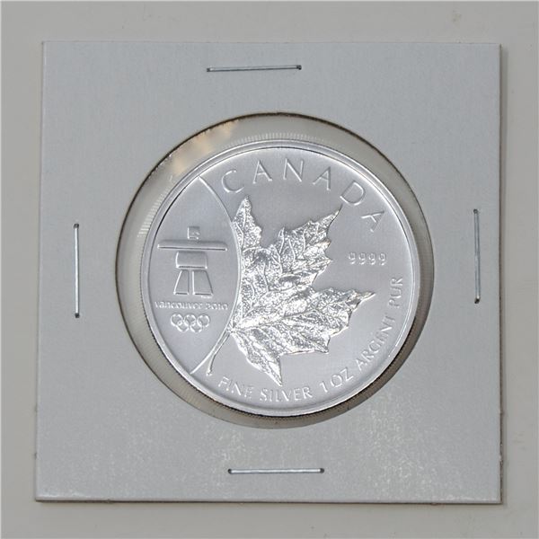 2008 FINE SILVER 1oz OLYMPIC MAPLE LEAF $5 COIN