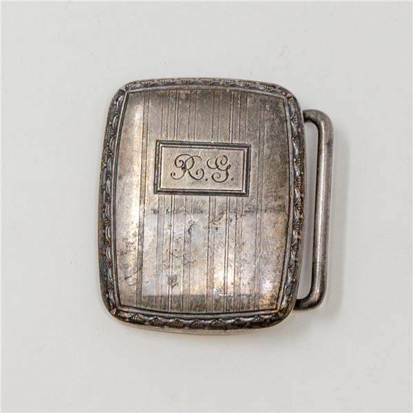 VINTAGE SILVER HICKOK MADE IN UDA BELT BUCKLE,