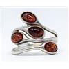 Image 1 : VINTAGE .925 SILVER MARKED AMBER RING, 3.6g SIZE 6.5