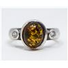 Image 1 : VINTAGE .925 SILVER MARKED AMBER RING, 4.6g, SIZE 6.5