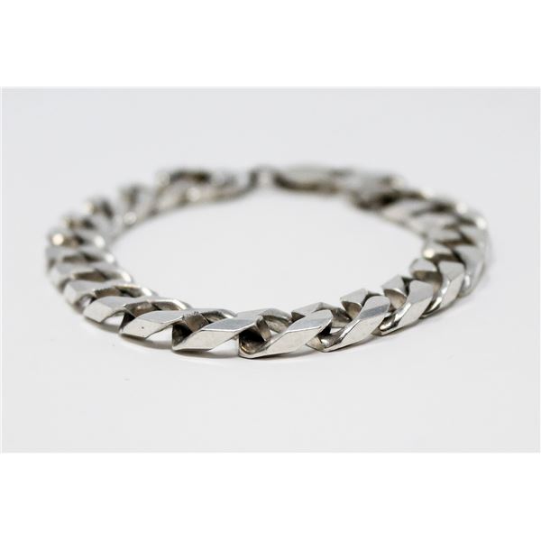 HEAVY .925 SILVER STAMPED CHAIN BRACELET, 37.0g