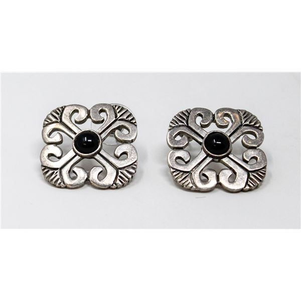 VINTAGE .925 SILVER MARKED GEMSTONE EARRINGS,