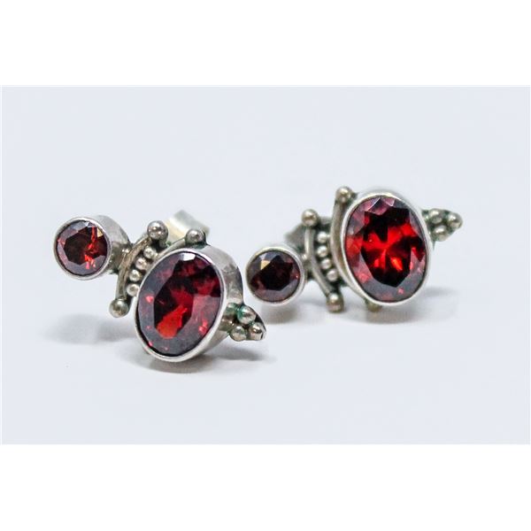 VINTAGE .925 SILVER MARKED GEMSTONE EARRINGS,