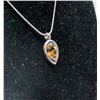 Image 2 : .925 SILVER MARKED AMBER PENDANT AND CHAIN,