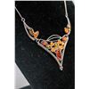 Image 2 : .925 SILVER MARKED AMBER PENDANT AND CHAIN,