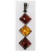 Image 1 : VINTAGE .925 SILVER MARKED AMBER PENDANT, 4.5g