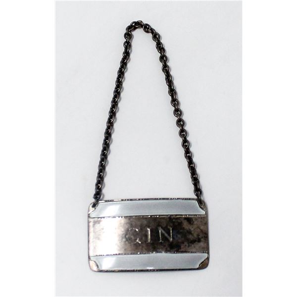 .925 SILVER HALLMARKED GIN BOTTLE TAG, 18.8g
