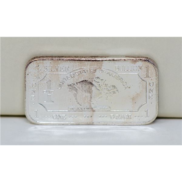 1 GRAM FINE SILVER BUFFALO BULLION BAR