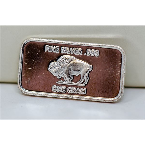 1 GRAM FINE SILVER BUFFALO BULLION BAR
