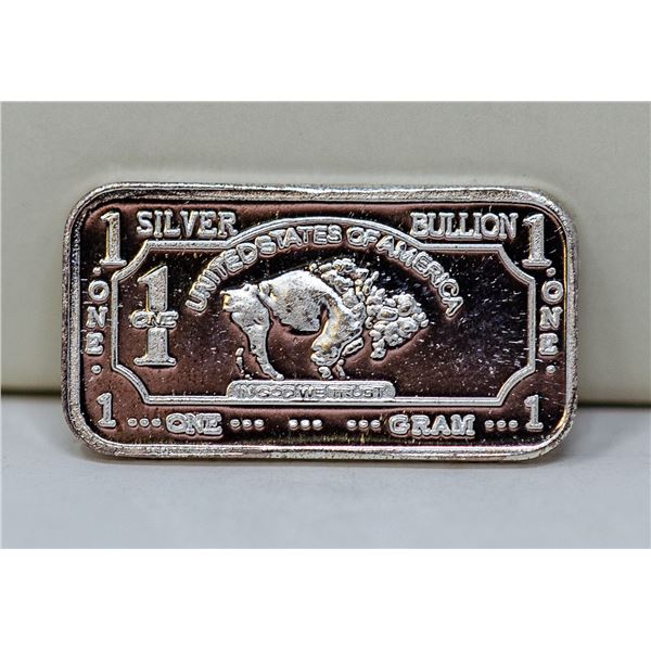 1 GRAM FINE SILVER BUFFALO BULLION BAR