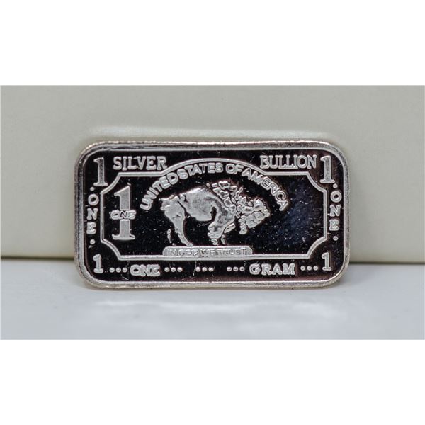 1 GRAM FINE SILVER BUFFALO BULLION BAR