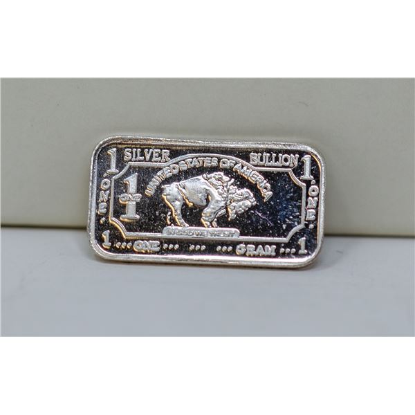 1 GRAM FINE SILVER BUFFALO BULLION BAR