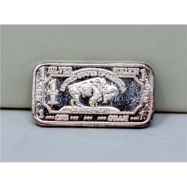 1 GRAM FINE SILVER BUFFALO BULLION BAR
