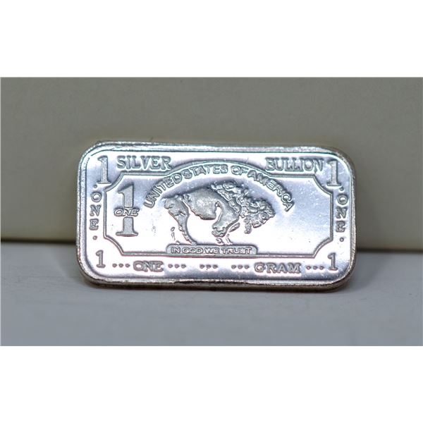 1 GRAM FINE SILVER BUFFALO BULLION BAR