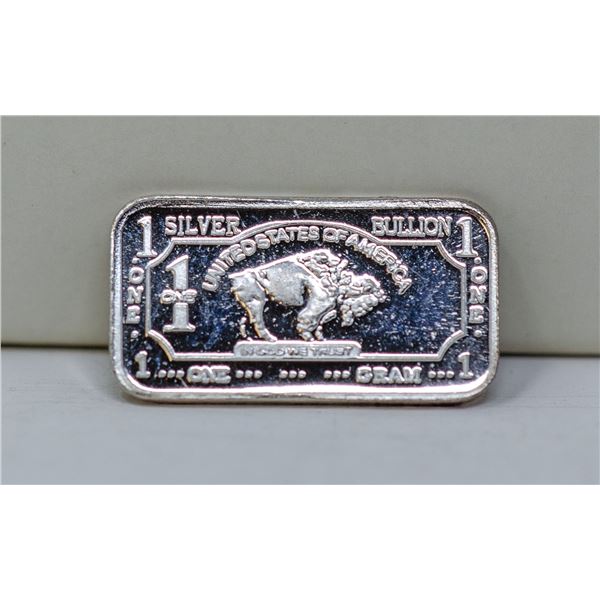 1 GRAM FINE SILVER BUFFALO BULLION BAR