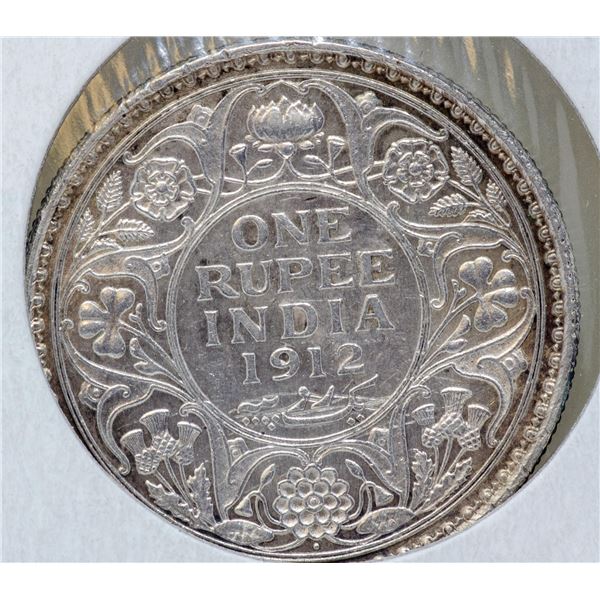 1912 SILVER BRITISH INDIA ONE RUPEE COIN