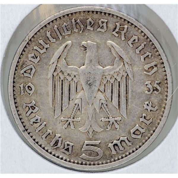 1935 SILVER WWII NAZI GERMANY 5 REICHSMARK COIN