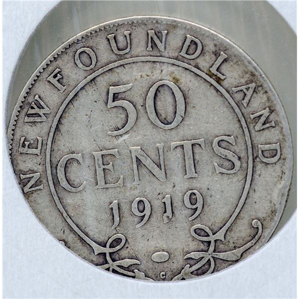 1919 SILVER NEFOUNDLAND 50 CENTS COIN