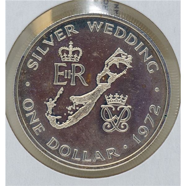 1972 SILVER BERMUDA $1 DOLLAR COIN, BU