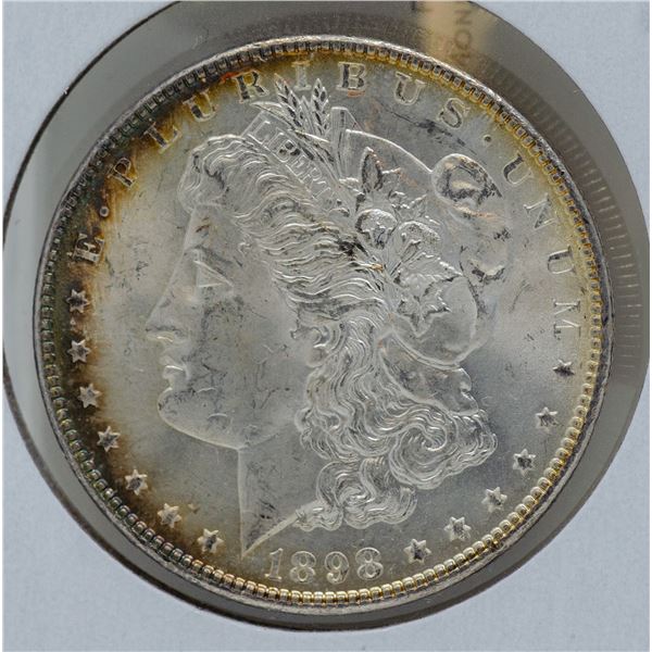 1898 SILVER USA MORGAN $1 DOLLAR COIN, HIGH GRADE