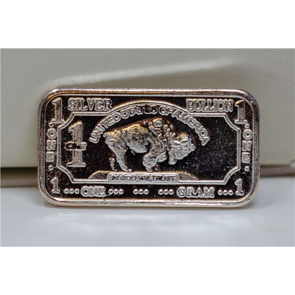 1 GRAM FINE SILVER BUFFALO BULLION BAR