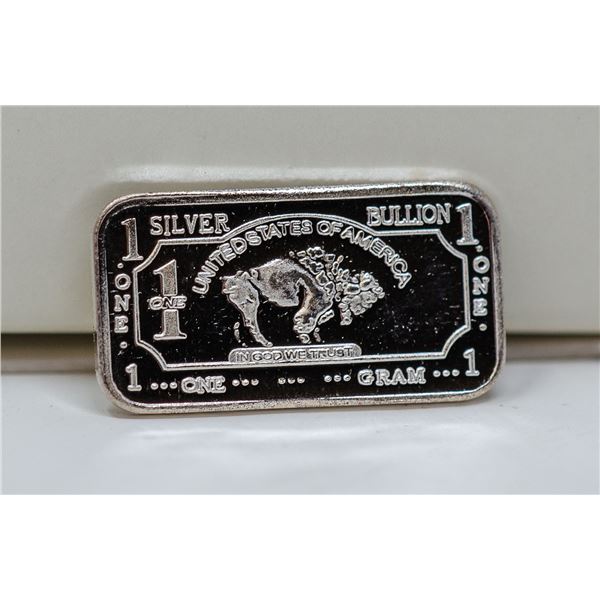 1 GRAM FINE SILVER BUFFALO BULLION BAR