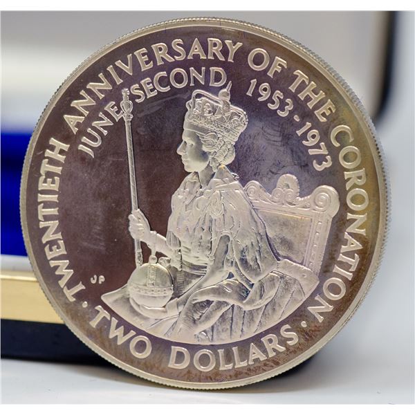 1973 SILVER COOK ISLANDS $2 DOLLAR COIN,