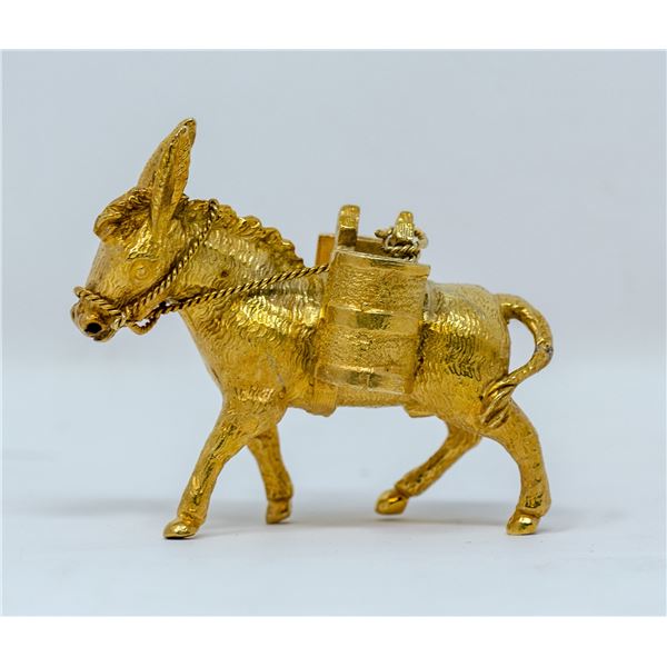 .925 SILVER TESTED GOLD PLATED COLLECTORS MULE,2.5Oz