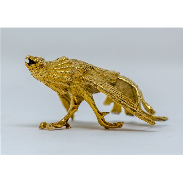 .925 SILVER TESTED GOLD PLATED COLLECTORS EAGLE, 2.6 Oz